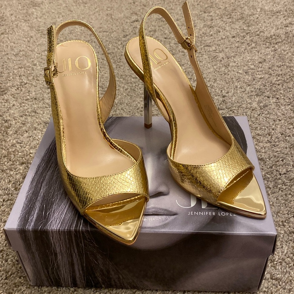 JLO gold heels